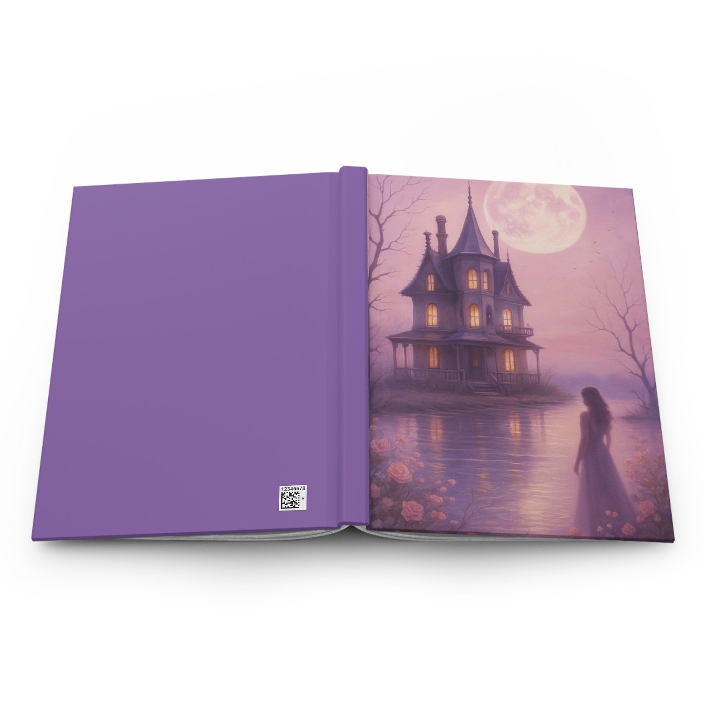Dreamy Gothic Hardcover Journal with Moonlit Mansion Design, Writing Diary, Gift for Writers, Notebook for Journaling, Gothic Decor