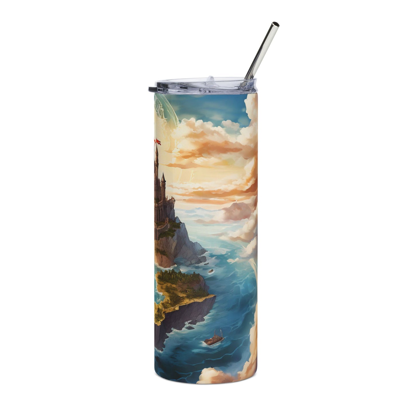 Fantasy Landscape Tumbler, 20oz Stainless Steel Travel Mug, Unique Adventure Drinkware, Gift for Fantasy Lovers, Castlecore, Castle lover