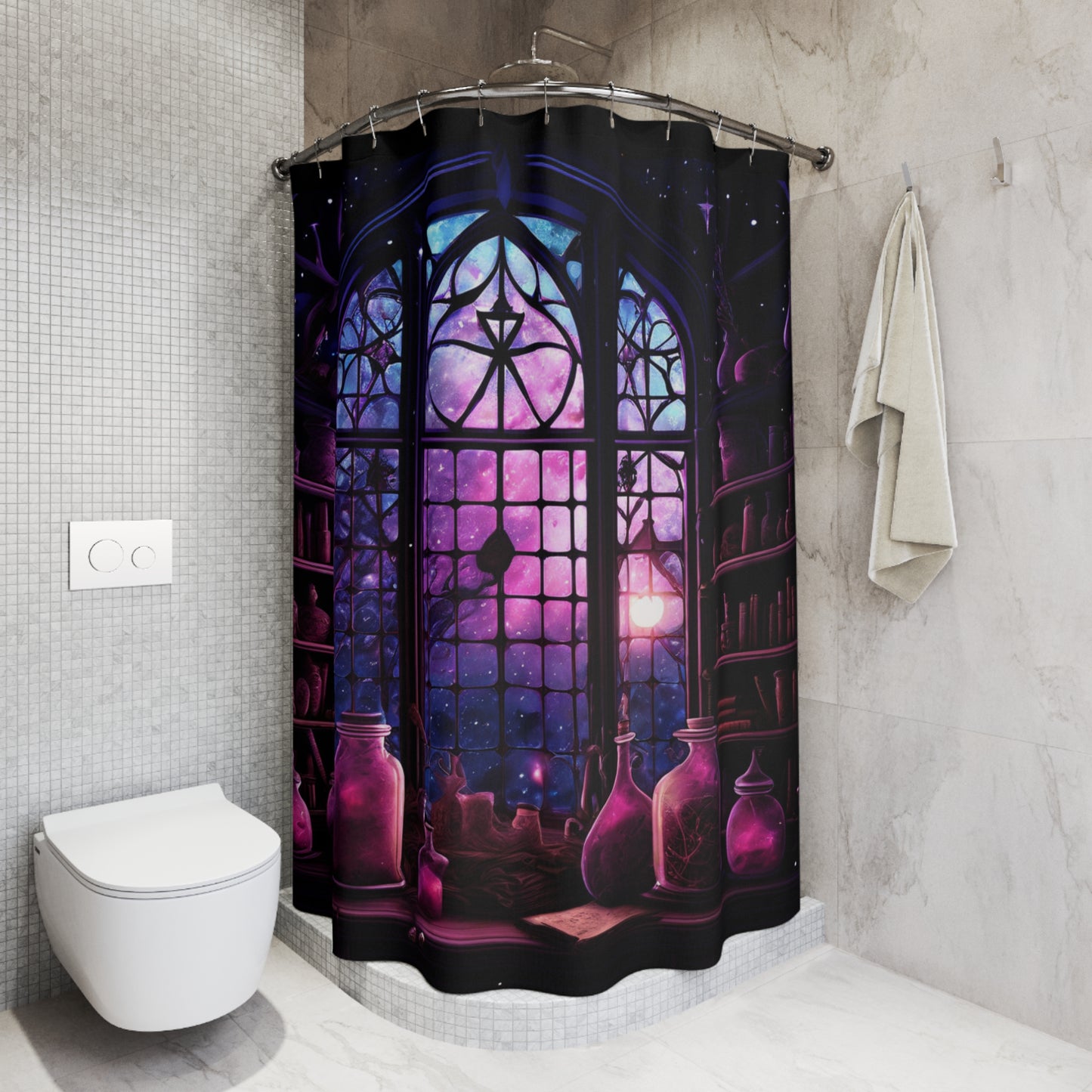 Mystical Gothic Shower Curtain, Dark Boho Bathroom Decor, Witchy Home Accents, Unique Gift for Halloween, Spooky Vibe Decor