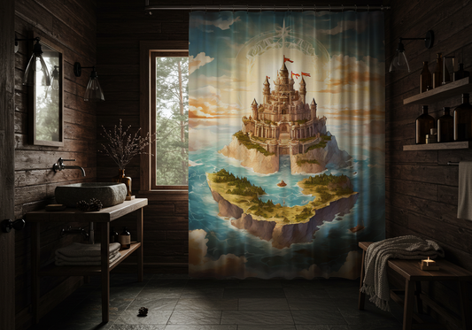 Fantasy Castle Shower Curtain, Magical Themed Bathroom Decor, Whimsical Gift for Fantasy Lovers, Kids Bathroom Accessory, Home Decor