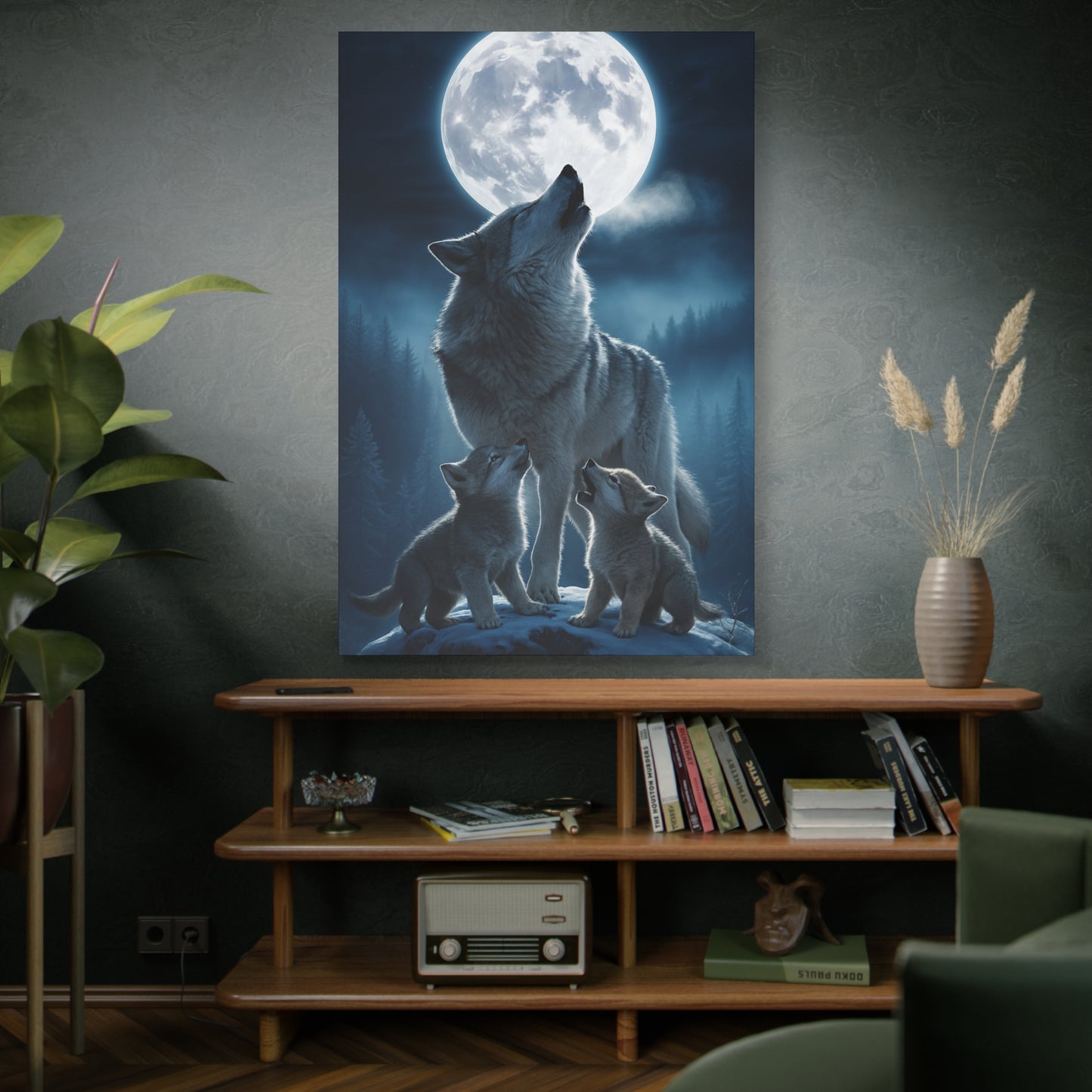 Wolf Howling Moon Canvas Print, Wildlife Wall Art, Nursery Decor, Gift for Animal Lovers, Home Decor