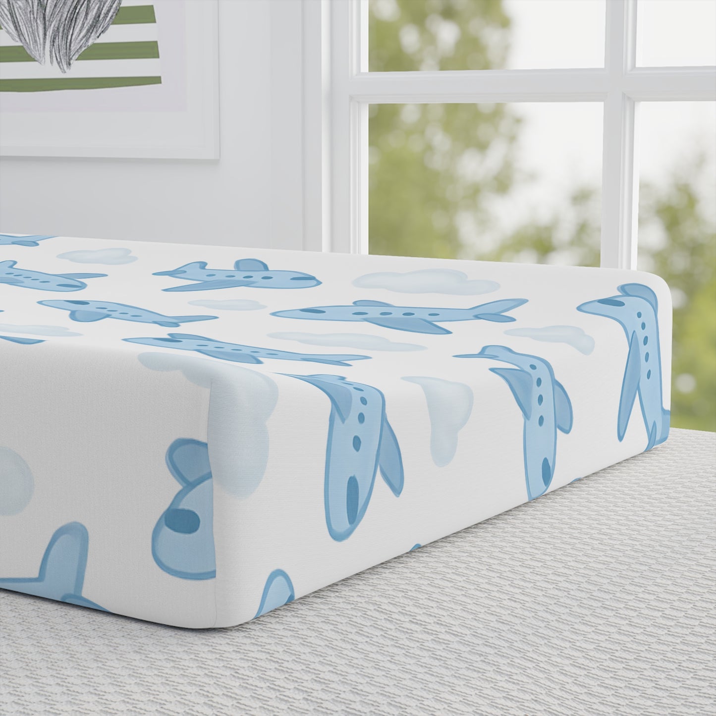 Whimsical Airplane Baby Changing Pad Cover | Nursery Decor, Baby Shower Gift, Airplane Nursery, Travel Theme, Boys Room, Stylish Parenting