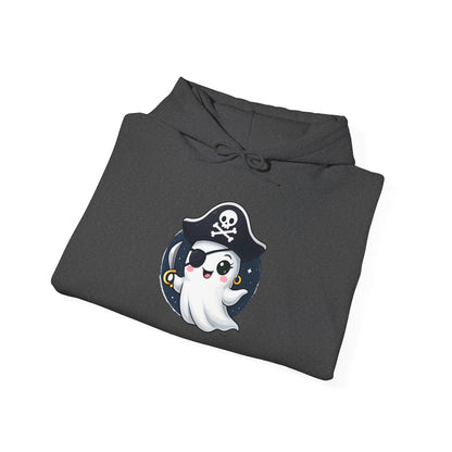 Pirate Ghost Hoodie, Cozy Hooded Sweatshirt for Halloween, Unisex Casual Wear, Cute Gift for Kids and Adults, Spooky Apparel