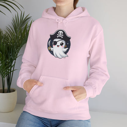 Pirate Ghost Hoodie, Cozy Hooded Sweatshirt for Halloween, Unisex Casual Wear, Cute Gift for Kids and Adults, Spooky Apparel
