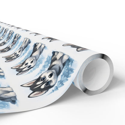 Husky Pattern Wrapping Paper, Dog Lover Gift Wrap, Unique Holiday Wrapping, Birthday Gift Wrap, Pet Themed Wrapping Paper, Winter themed Wrapping Paper