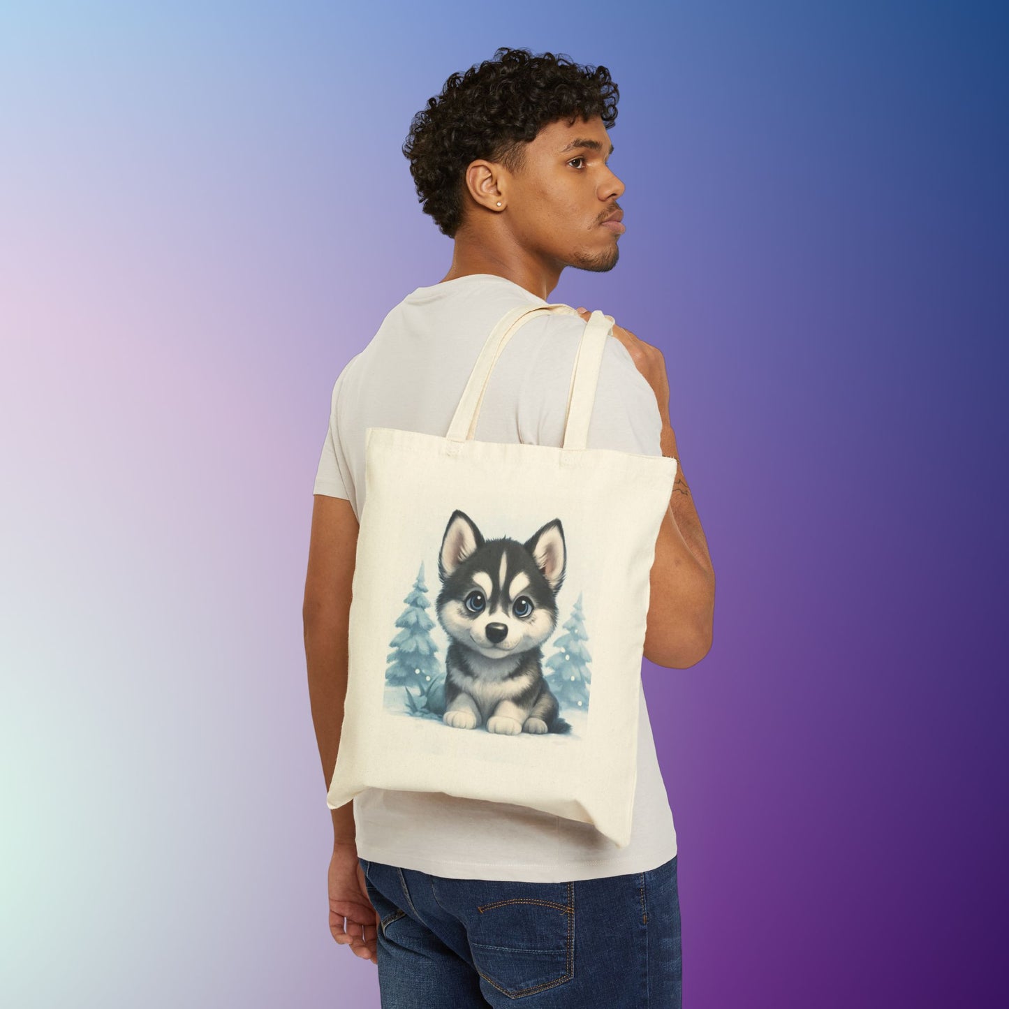 Adorable Husky Tote Bag, Cute Dog Lover Gift, Eco-Friendly Shopping Bag, Pet Lover Accessory, Winter Vibes Canvas Bag, Dog Dad, Dog Mom