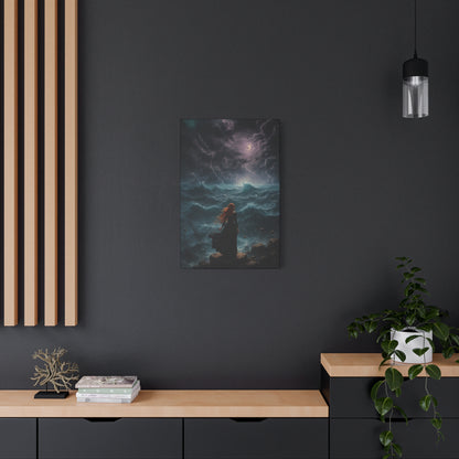 Stretched Canvas Art, Ruinous Waves Print, Stormy Seascape Wall Decor, Fantasy Art for Home, Unique Gift for Art Lovers