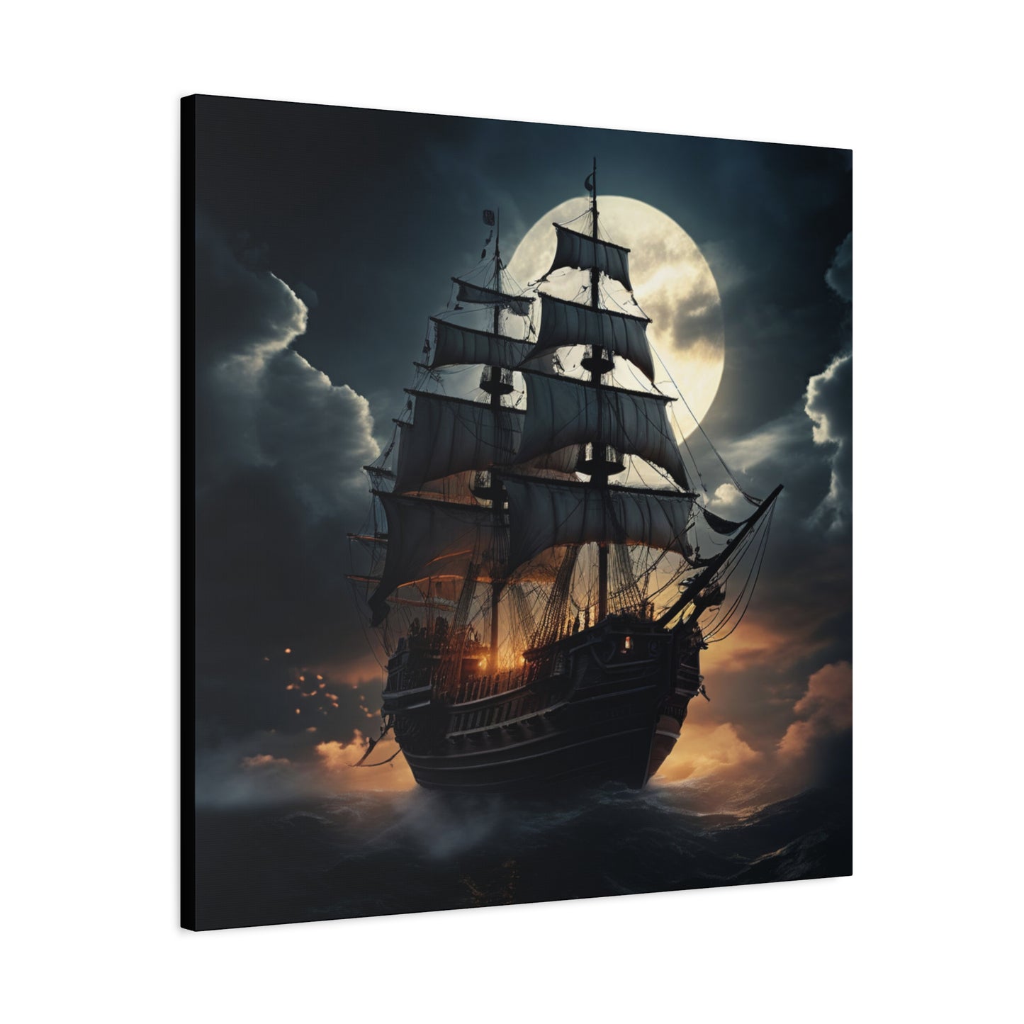 Nautical Canvas Art, Pirate Ship Wall Decor, Gothic Home Decor, Ocean Themed Artwork, Halloween Decor, Gift for Sailors