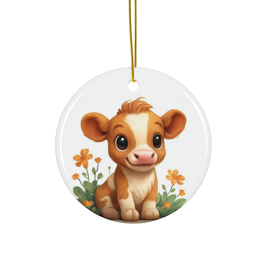 Cute Cow Ceramic Ornament - Farmhouse Decor, Holiday Gift, Baby Shower, Nursery Decoration, Pet Lover's Gift