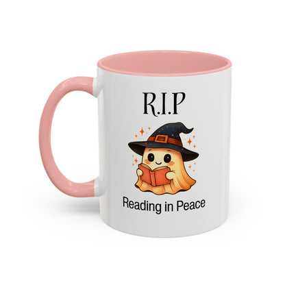 Halloween Reading Mug, Cute Ghost Coffee Cup, Spooky Gift for Book Lovers, Witchy Kitchen Decor, Fun Halloween Gift, Reading Ghost