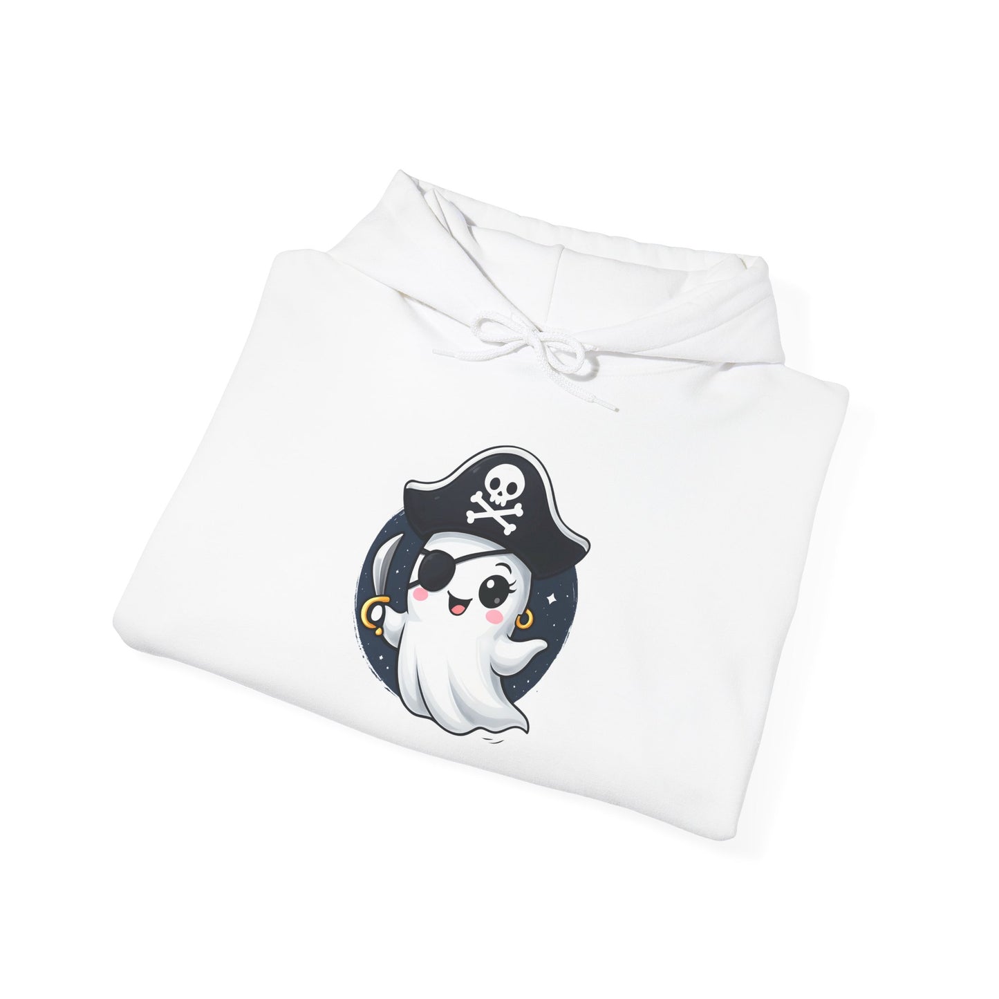 Pirate Ghost Hoodie, Cozy Hooded Sweatshirt for Halloween, Unisex Casual Wear, Cute Gift for Kids and Adults, Spooky Apparel