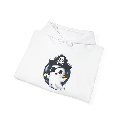 Pirate Ghost Hoodie, Cozy Hooded Sweatshirt for Halloween, Unisex Casual Wear, Cute Gift for Kids and Adults, Spooky Apparel