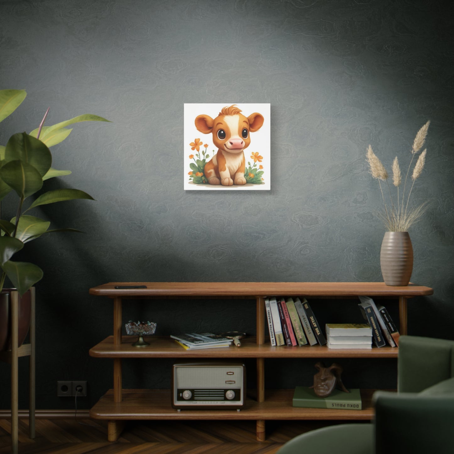 Cute Cow Canvas Art Print, Kid's Room Decor, Animal Lovers Gift, Nursery Wall Art, Farmhouse Style Decor