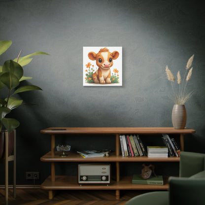 Cute Cow Canvas Art Print, Kid's Room Decor, Animal Lovers Gift, Nursery Wall Art, Farmhouse Style Decor