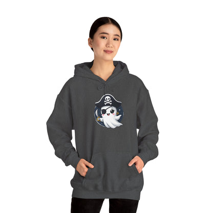 Pirate Ghost Hoodie, Cozy Hooded Sweatshirt for Halloween, Unisex Casual Wear, Cute Gift for Kids and Adults, Spooky Apparel