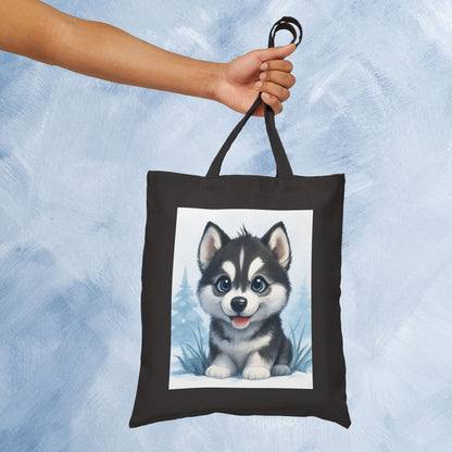 Adorable Husky Tote Bag, Cute Dog Lover Gift, Eco-Friendly Shopping Bag, Pet Lover Accessory, Winter Vibes Canvas Bag, Dog Dad, Dog Mom