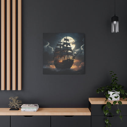 Nautical Canvas Art, Pirate Ship Wall Decor, Gothic Home Decor, Ocean Themed Artwork, Halloween Decor, Gift for Sailors