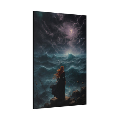 Stretched Canvas Art, Ruinous Waves Print, Stormy Seascape Wall Decor, Fantasy Art for Home, Unique Gift for Art Lovers