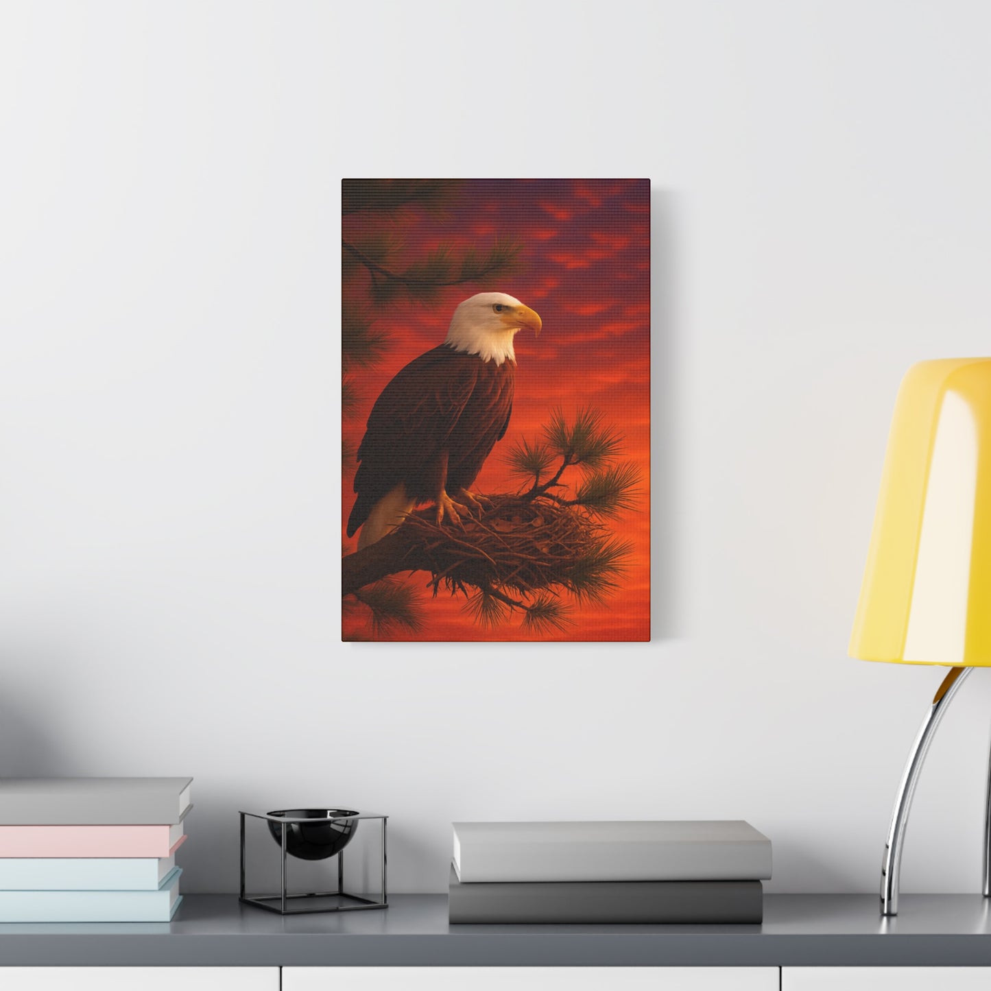 Eagle Sunset Canvas Wall Art, Home Decor, Wildlife Lover Gift, Nature Wall Art, American Eagle Print, Living Room Decor