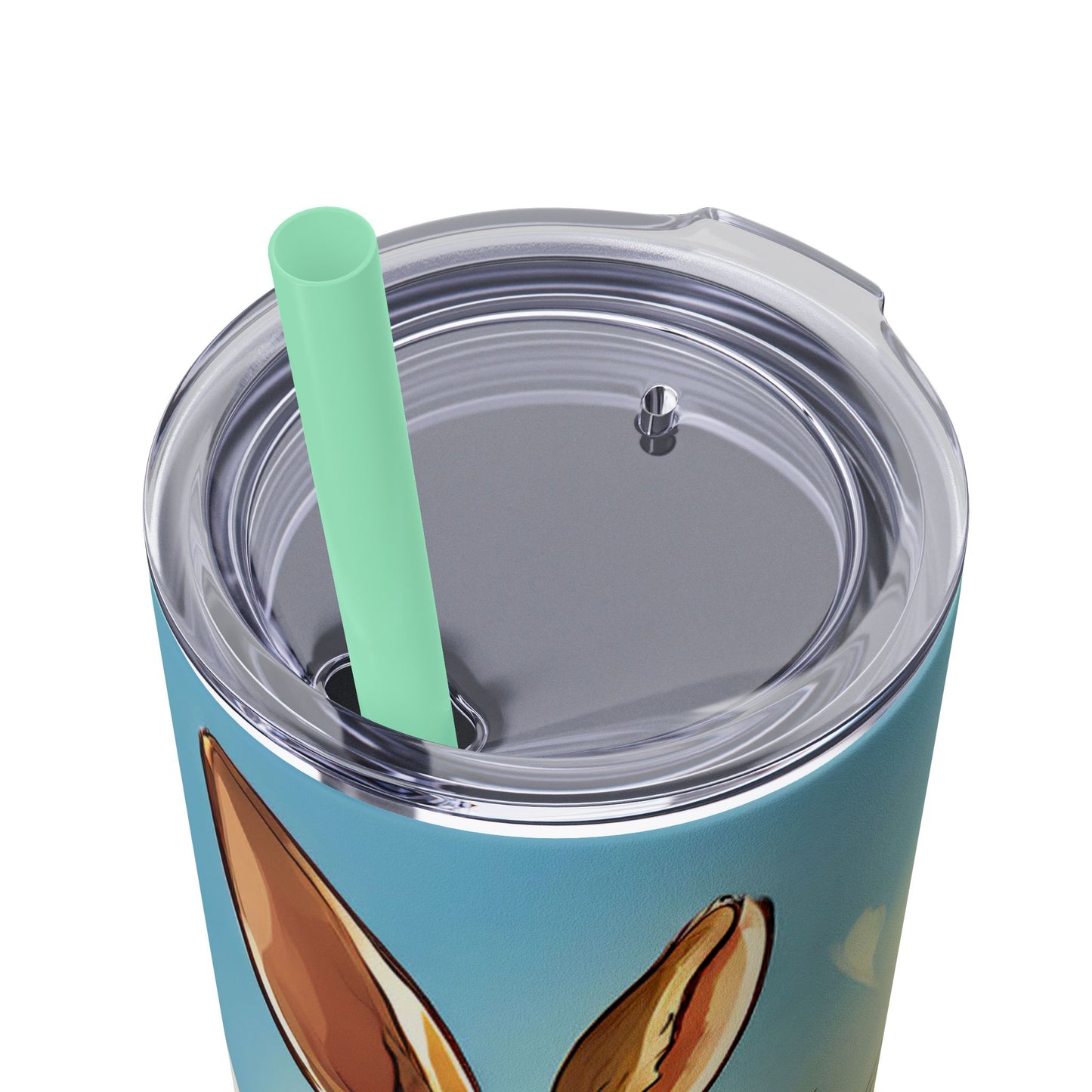Whimsical Bunny Skinny Tumbler | 20oz Water Bottle, Cute Rabbit Design, Perfect for Spring, Easter, Animal Lovers, Eco-Friendly