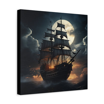 Nautical Canvas Art, Pirate Ship Wall Decor, Gothic Home Decor, Ocean Themed Artwork, Halloween Decor, Gift for Sailors