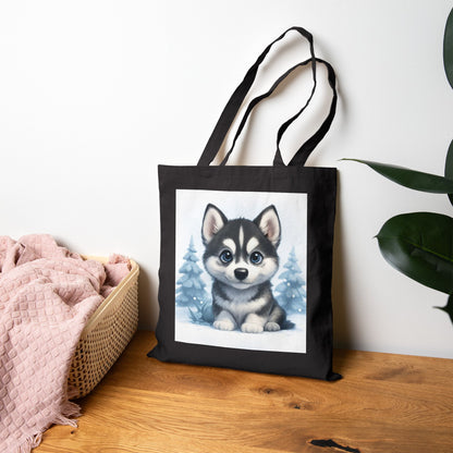 Adorable Husky Tote Bag, Cute Dog Lover Gift, Eco-Friendly Shopping Bag, Pet Lover Accessory, Winter Vibes Canvas Bag, Dog Dad, Dog Mom