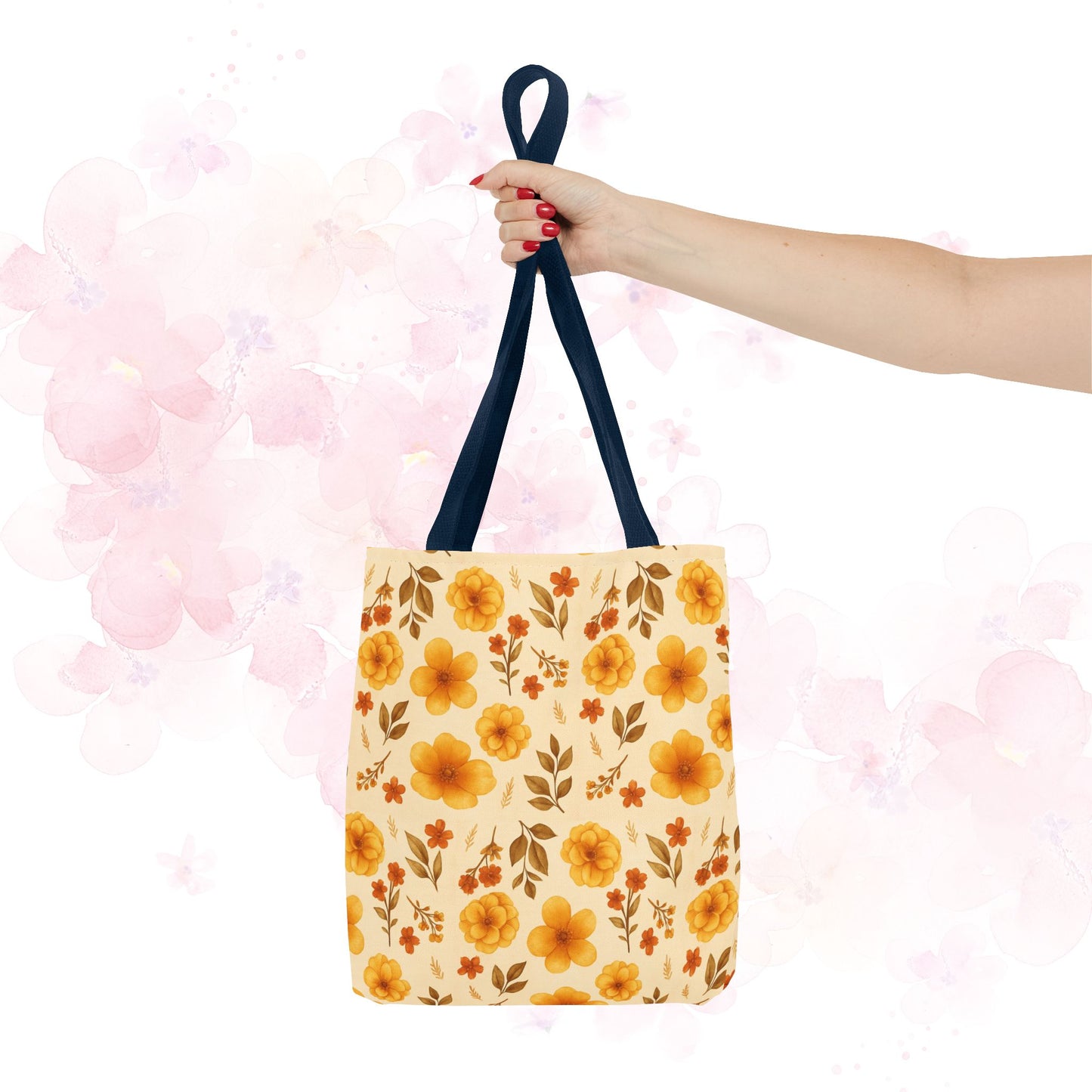 Floral Tote Bag, Stylish Reusable Shopping Bag, Eco-Friendly Gift for Her, Summer Essentials, Beach Bag, Floral Design, Yellow Flowers