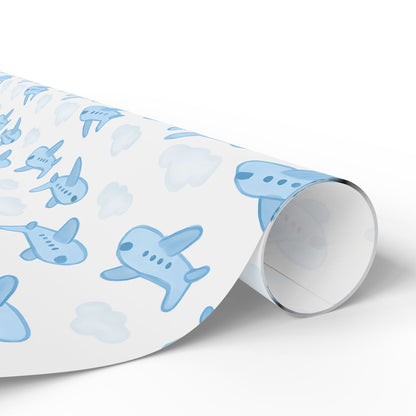 Airplane Themed Wrapping Paper, Gift Wrap for Kids, Birthday, Baby Shower, Travel Lovers, Aviation Decor