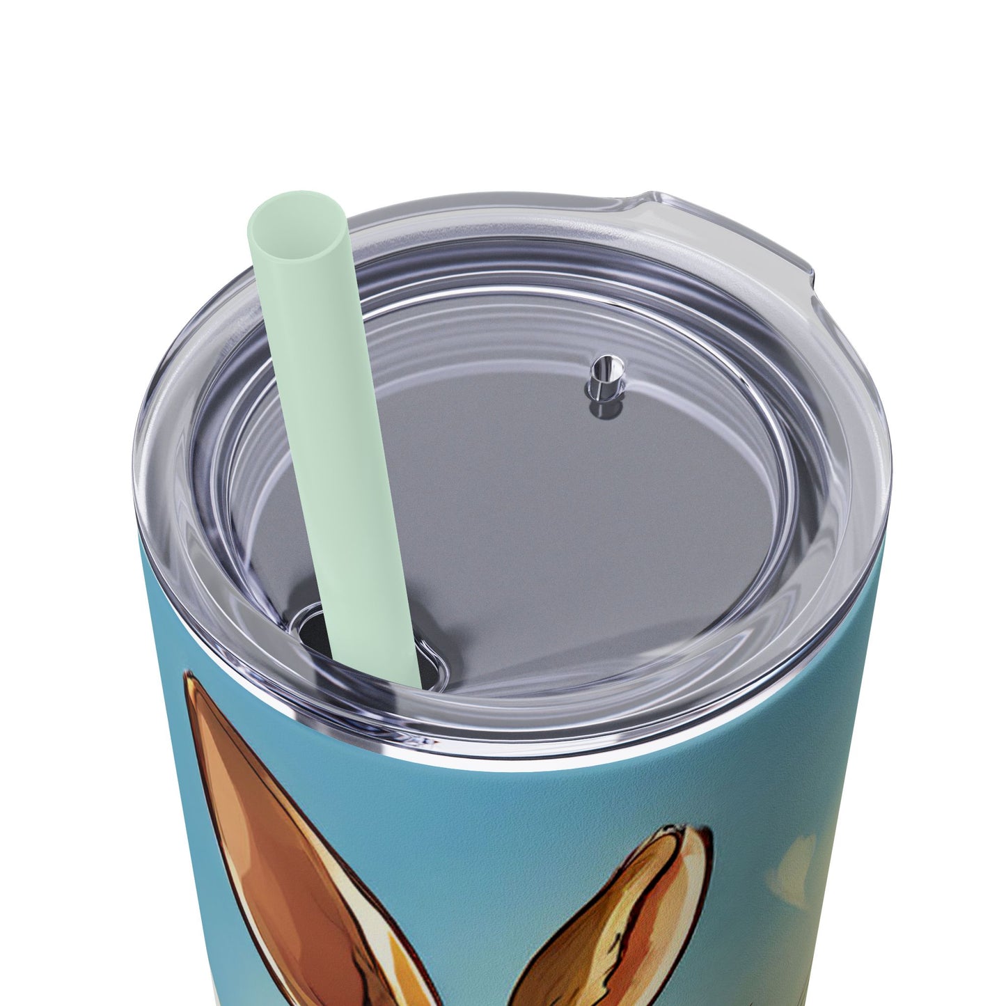 Whimsical Bunny Skinny Tumbler | 20oz Water Bottle, Cute Rabbit Design, Perfect for Spring, Easter, Animal Lovers, Eco-Friendly
