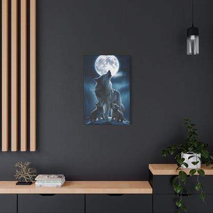 Wolf Howling Moon Canvas Print, Wildlife Wall Art, Nursery Decor, Gift for Animal Lovers, Home Decor