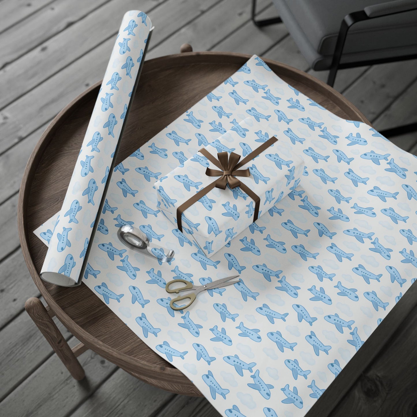 Airplane Themed Wrapping Paper, Gift Wrap for Kids, Birthday, Baby Shower, Travel Lovers, Aviation Decor
