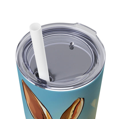Whimsical Bunny Skinny Tumbler | 20oz Water Bottle, Cute Rabbit Design, Perfect for Spring, Easter, Animal Lovers, Eco-Friendly