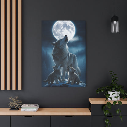 Wolf Howling Moon Canvas Print, Wildlife Wall Art, Nursery Decor, Gift for Animal Lovers, Home Decor