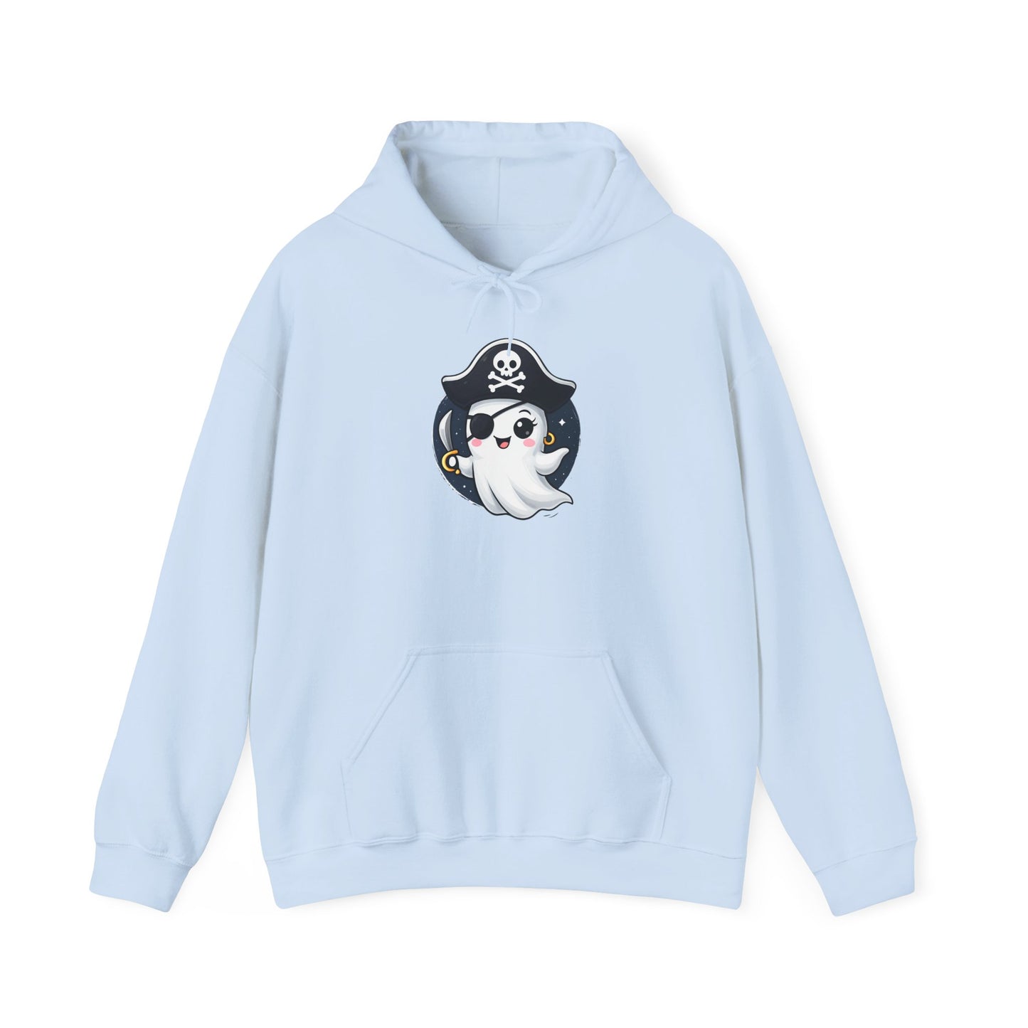 Pirate Ghost Hoodie, Cozy Hooded Sweatshirt for Halloween, Unisex Casual Wear, Cute Gift for Kids and Adults, Spooky Apparel
