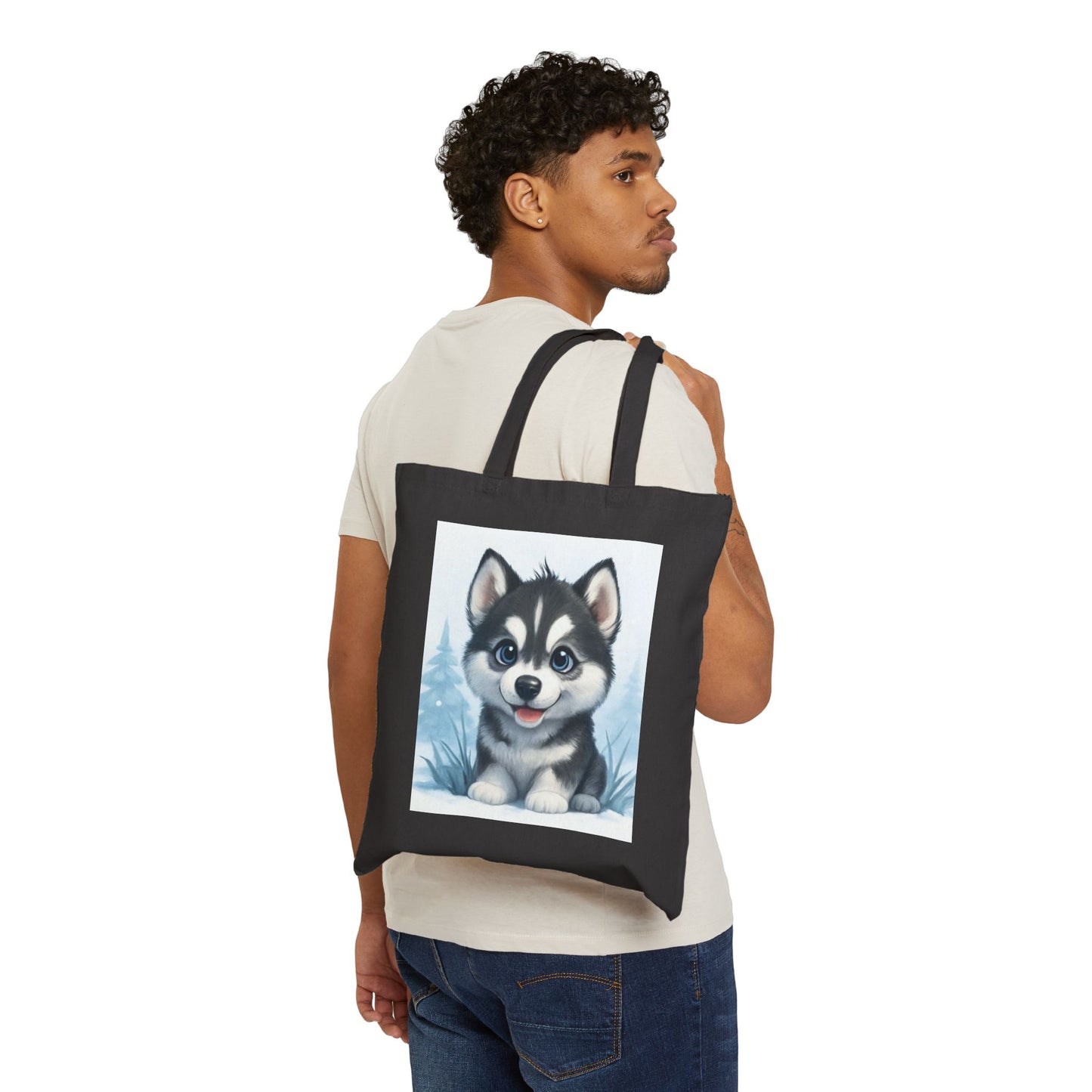 Adorable Husky Tote Bag, Cute Dog Lover Gift, Eco-Friendly Shopping Bag, Pet Lover Accessory, Winter Vibes Canvas Bag, Dog Dad, Dog Mom