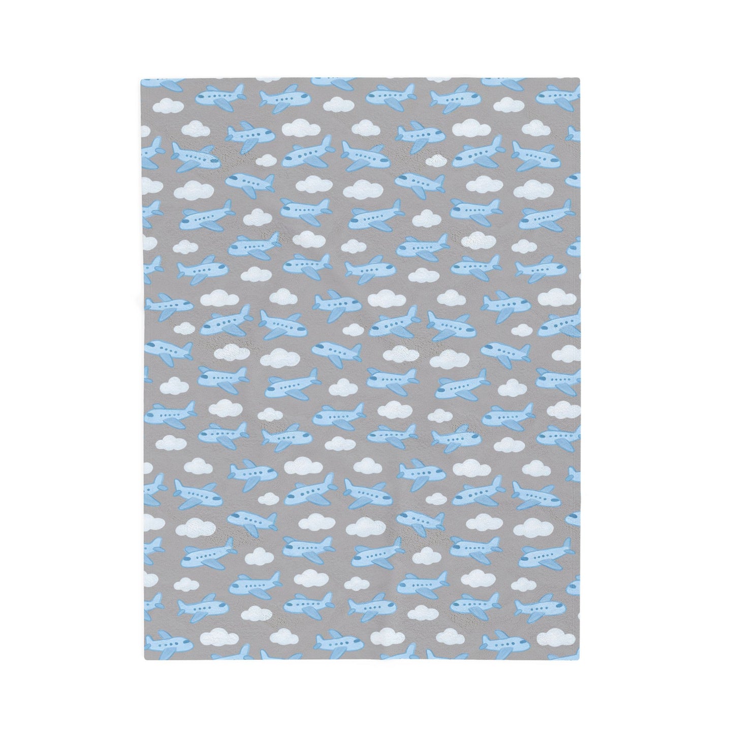 Airplane Theme Velveteen Plush Blanket, Cozy Gift for Kids, Nursery Decor, Air Travel Enthusiast, Soft Toddler Blanket, Baby Boy Decor