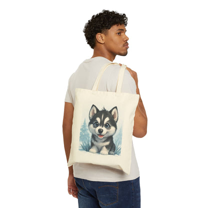 Adorable Husky Tote Bag, Cute Dog Lover Gift, Eco-Friendly Shopping Bag, Pet Lover Accessory, Winter Vibes Canvas Bag, Dog Dad, Dog Mom