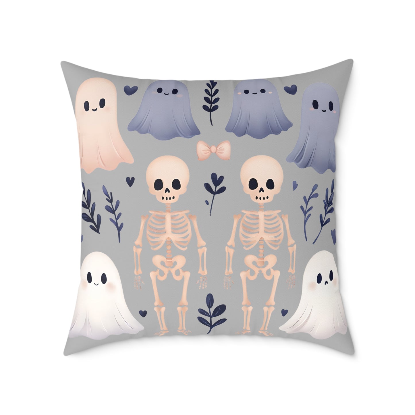 Spooky Halloween Pillow - Ghosts & Skeletons Design, Throw Pillow, Decorative Cushion, Halloween Decor, Home Cozy