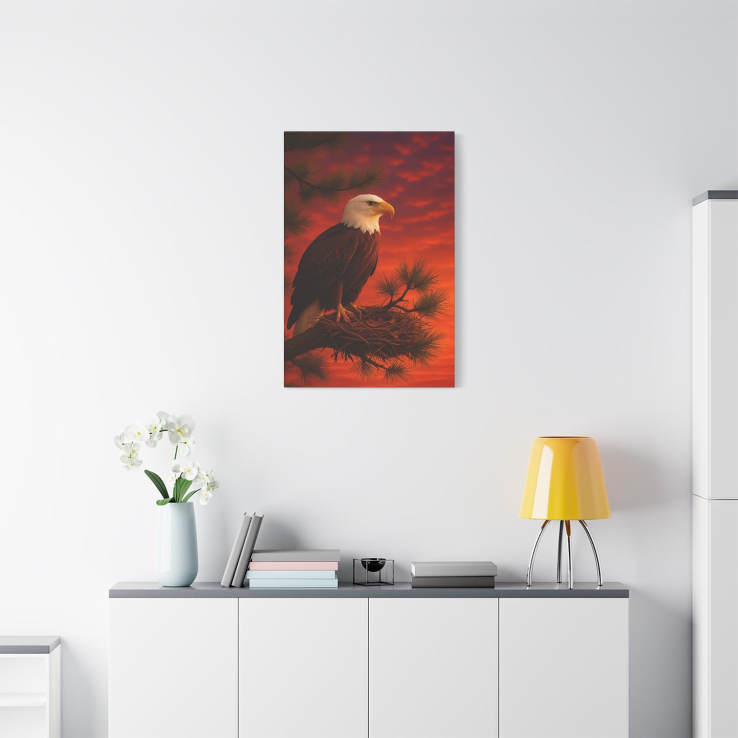 Eagle Sunset Canvas Wall Art, Home Decor, Wildlife Lover Gift, Nature Wall Art, American Eagle Print, Living Room Decor