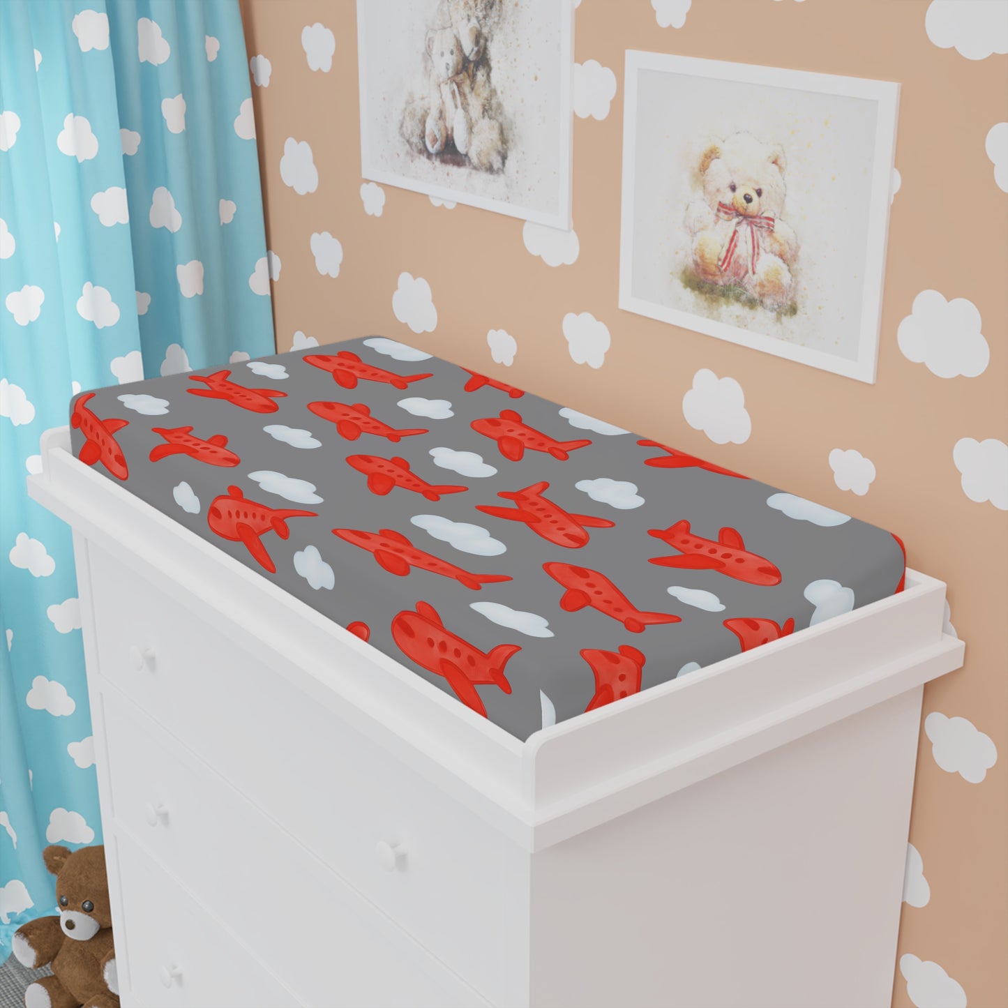 Airplane Baby Changing Pad Cover, Nursery Decor, Baby Shower Gift, Kids Room Accessories, Playful Aviation Theme, Airplane Nursery