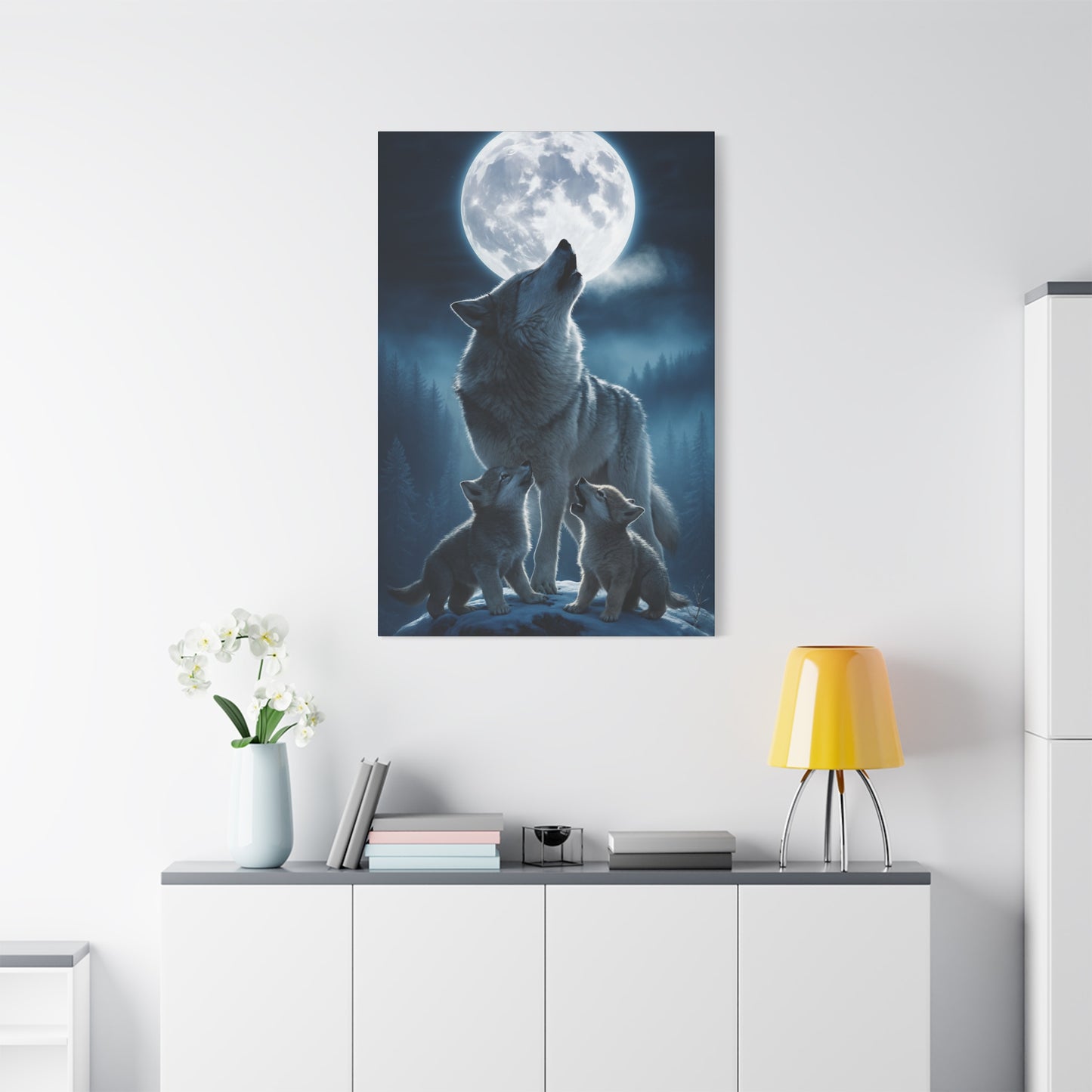 Wolf Howling Moon Canvas Print, Wildlife Wall Art, Nursery Decor, Gift for Animal Lovers, Home Decor