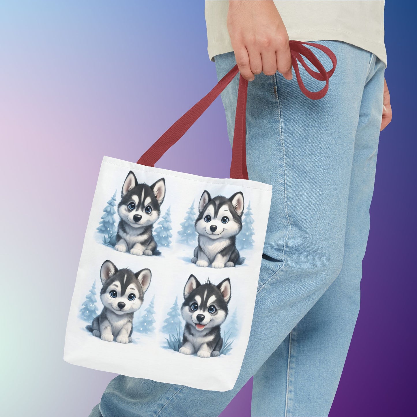 Adorable Husky Dog Tote Bag, Cute Animal Lover Gift, Eco-Friendly Shopping Bag, Stylish Pet Parent Accessory, Ideal for Birthdays, Dog Dad