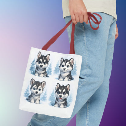 Adorable Husky Dog Tote Bag, Cute Animal Lover Gift, Eco-Friendly Shopping Bag, Stylish Pet Parent Accessory, Ideal for Birthdays, Dog Dad