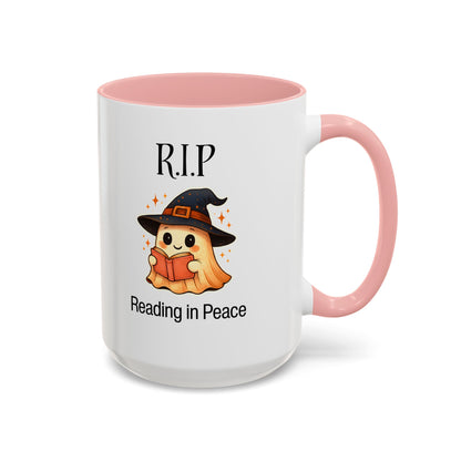 Halloween Reading Mug, Cute Ghost Coffee Cup, Spooky Gift for Book Lovers, Witchy Kitchen Decor, Fun Halloween Gift, Reading Ghost