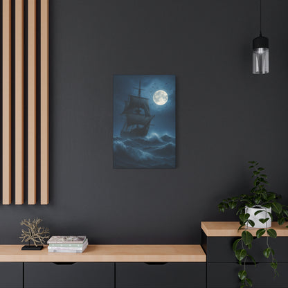 Nautical Themed Wall Art, Moonlit Ship Canvas Print, Ocean Decor, Maritime Home Decor, Night Scene Artwork, Gift for Sailors, Pirate Ship