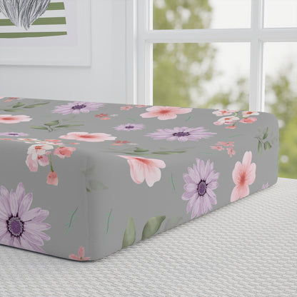 Floral Baby Changing Pad Cover, Soft Nursery Accessory, Baby Shower Gift, Floral Design, Diaper Changing Essentials, Spring Flower Nursery
