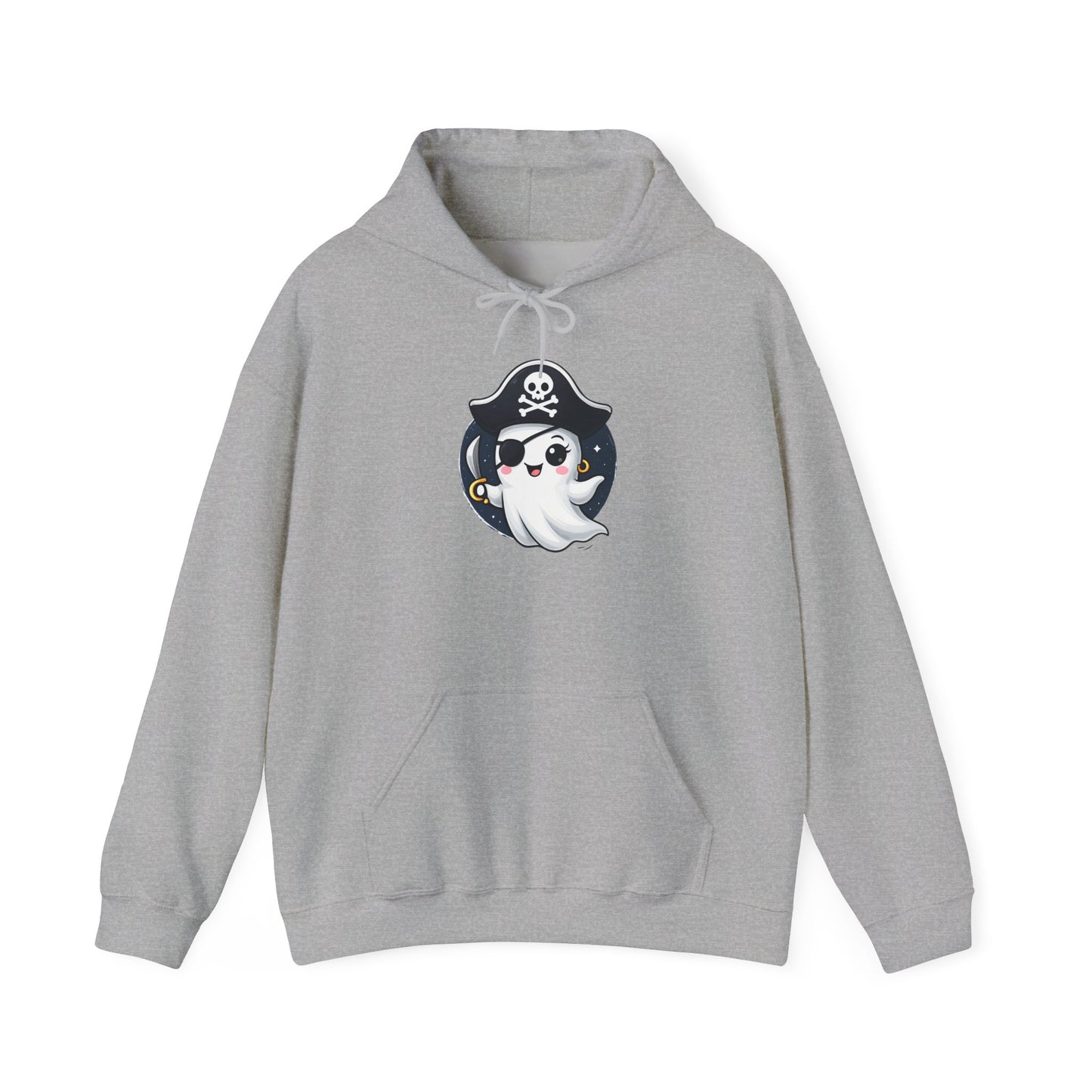 Pirate Ghost Hoodie, Cozy Hooded Sweatshirt for Halloween, Unisex Casual Wear, Cute Gift for Kids and Adults, Spooky Apparel