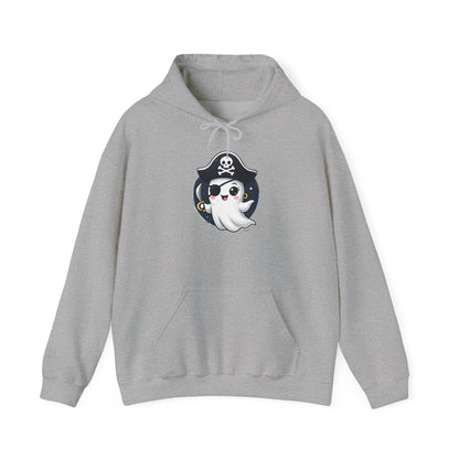 Pirate Ghost Hoodie, Cozy Hooded Sweatshirt for Halloween, Unisex Casual Wear, Cute Gift for Kids and Adults, Spooky Apparel