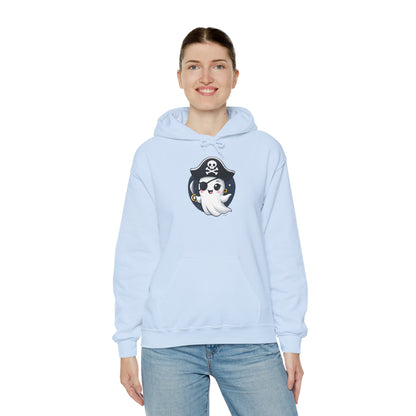 Pirate Ghost Hoodie, Cozy Hooded Sweatshirt for Halloween, Unisex Casual Wear, Cute Gift for Kids and Adults, Spooky Apparel