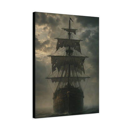 Mysterious Ship Canvas Wall Art, Nautical Decor for Home, Pirate Art, Ocean Inspired, Gift for Sailors